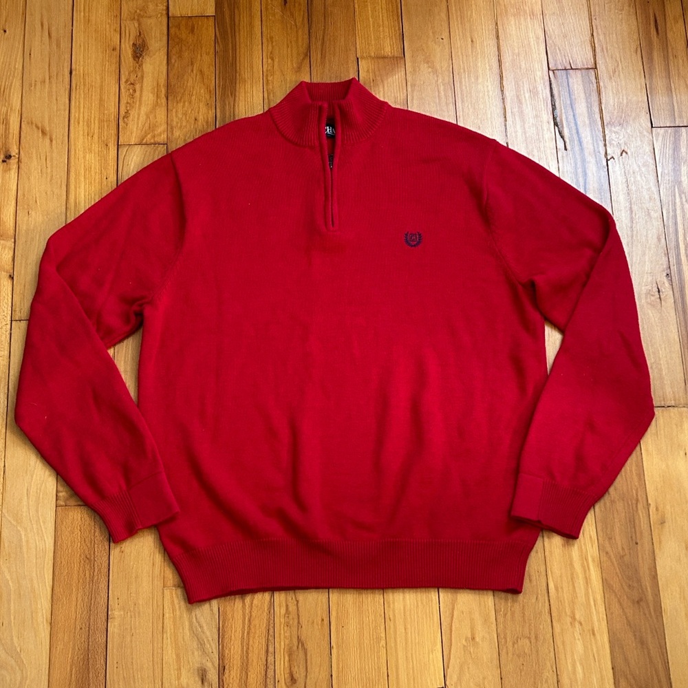 Chaps Red Knit Quarter Zip